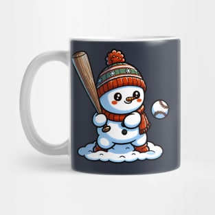 Cute snowman playing Baseball Mug